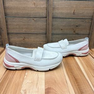 Vionic 23Walk Loafers in Cream/Cameo Rose Lightweight Smooth Suede Upper Sz 8